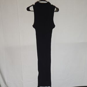 Zara Chic Black Ribbed Sweater Maxi Dress.